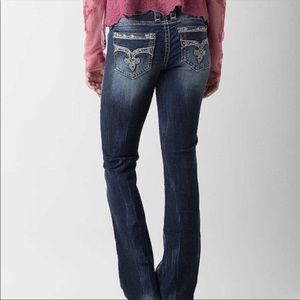 Rock Revival Loreen Women's Size 28 Mid Rise Bootcut Jeans - Dark Wash